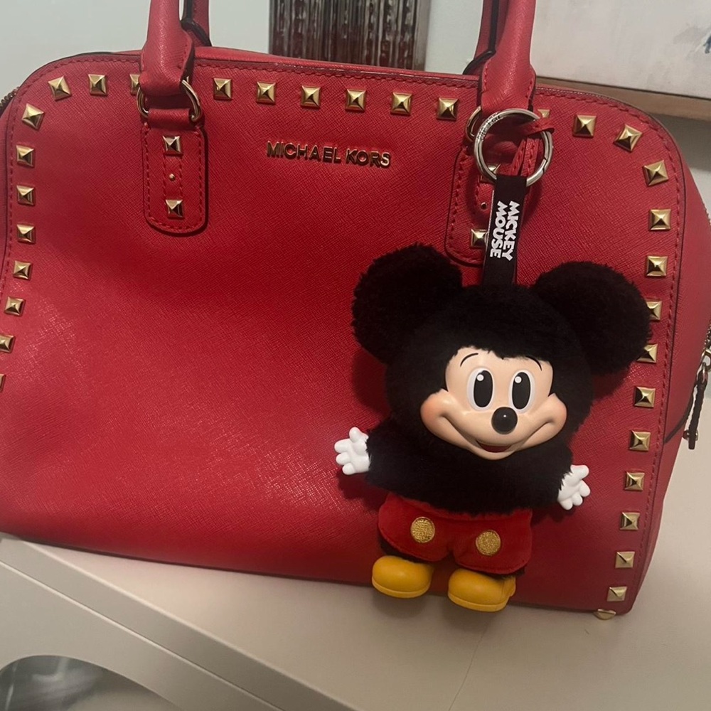 Michael Kors Red Handbag with Gold Studs